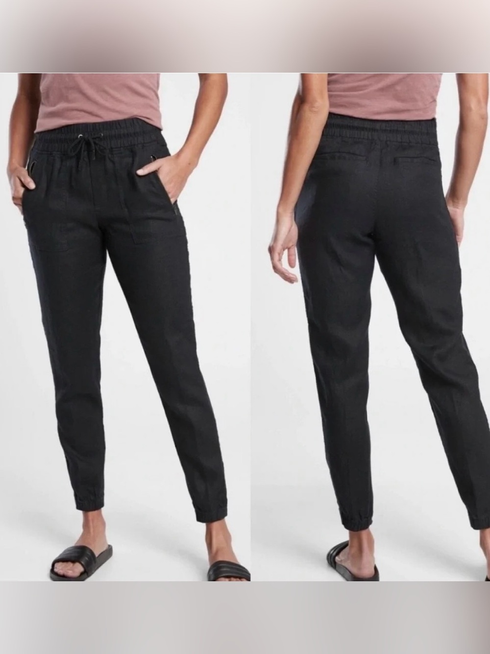 NWT Athleta Cabo Linen Jogger, Black, Size 2
